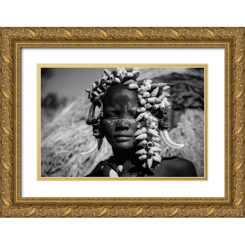 Sweety Mursi Girl Gold Ornate Wood Framed Art Print with Double Matting by Yosifov, Svetlin