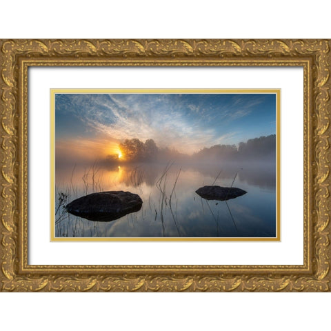 Morning Sun Gold Ornate Wood Framed Art Print with Double Matting by Keller