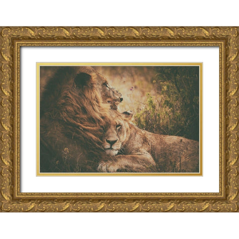 We Qflyq Together Gold Ornate Wood Framed Art Print with Double Matting by Alnaser, Mohammed