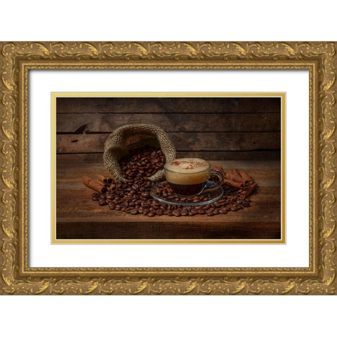 Coffee Time Gold Ornate Wood Framed Art Print with Double Matting by Perfoncio, Margareth