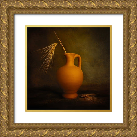 Joy Gold Ornate Wood Framed Art Print with Double Matting by Kiral, Cicek