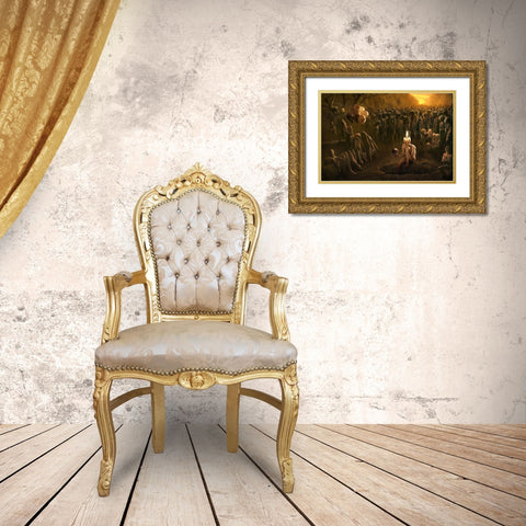 Happy Birthday Gold Ornate Wood Framed Art Print with Double Matting by Kiciak, Christophe