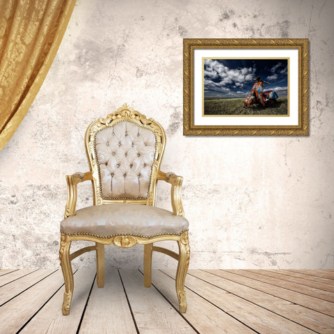Old Vespa Gold Ornate Wood Framed Art Print with Double Matting by H. Ingibergsson, Torsteinn