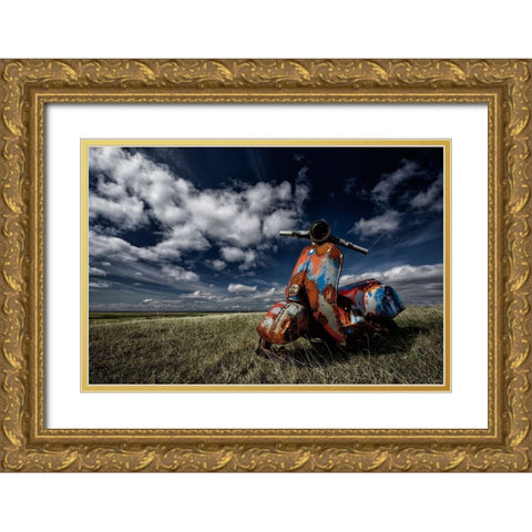 Old Vespa Gold Ornate Wood Framed Art Print with Double Matting by H. Ingibergsson, Torsteinn