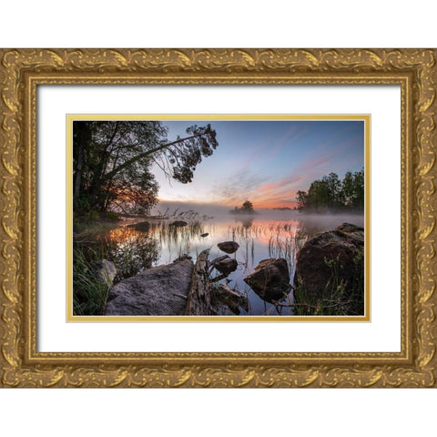 Peaceful Morning Gold Ornate Wood Framed Art Print with Double Matting by Keller