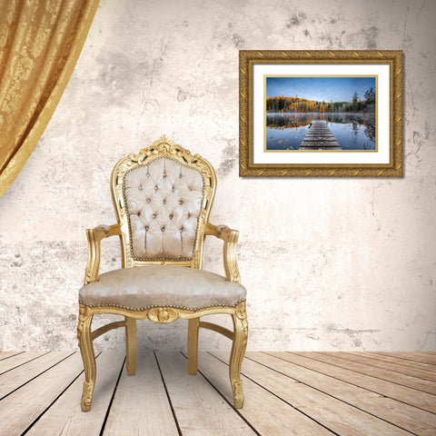 Autumn Pier Gold Ornate Wood Framed Art Print with Double Matting by Keller