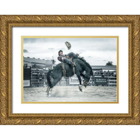 Cowboy In Action Gold Ornate Wood Framed Art Print with Double Matting by Deng, Larry
