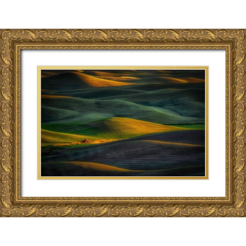 Tractor Gold Ornate Wood Framed Art Print with Double Matting by Darby, Rob