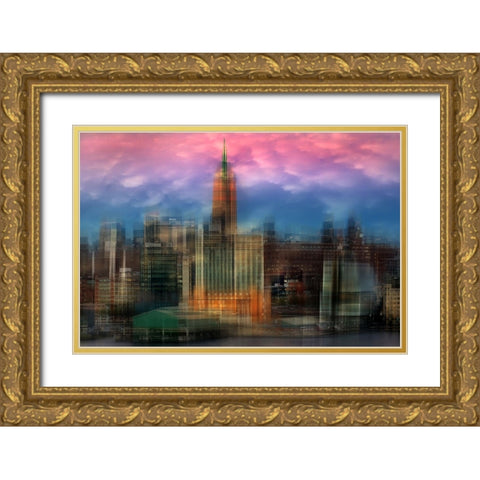 Manhattan Gold Ornate Wood Framed Art Print with Double Matting by Hawerkamp, Hans-Wolfgang