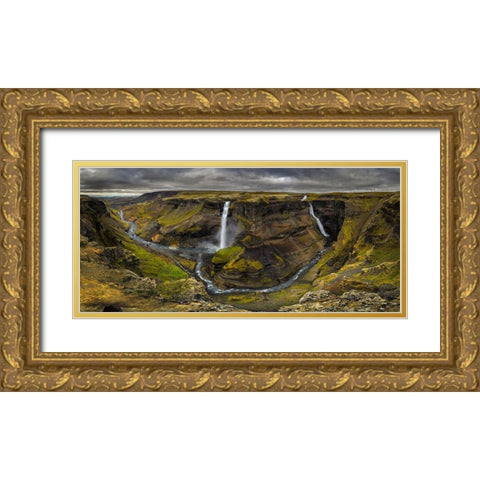 Land Of Waterfalls Gold Ornate Wood Framed Art Print with Double Matting by Perez Aamp, Alvaro
