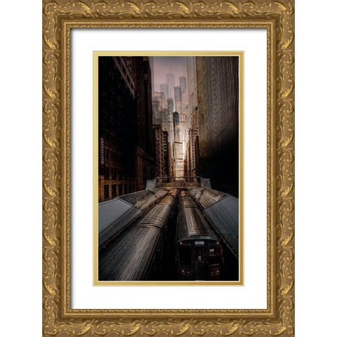 Chicago Station 2 Gold Ornate Wood Framed Art Print with Double Matting by Chiriaco, Carmine