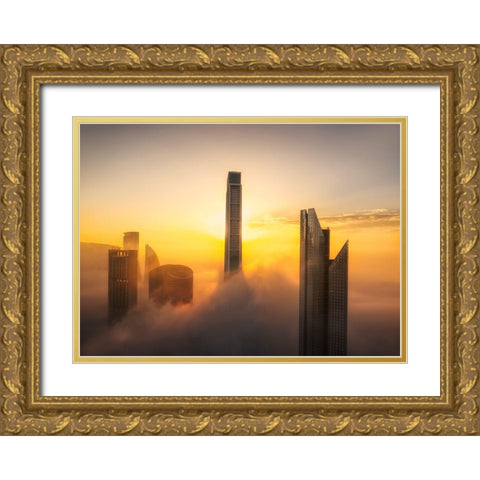 Good Morning Dubai A738758 Gold Ornate Wood Framed Art Print with Double Matting by Joanaduenas