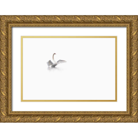 White Gold Ornate Wood Framed Art Print with Double Matting by Bravin, Fabien