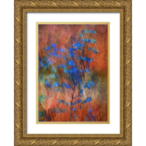Colors Dance On Flowers Gold Ornate Wood Framed Art Print with Double Matting by Devos, Delphine