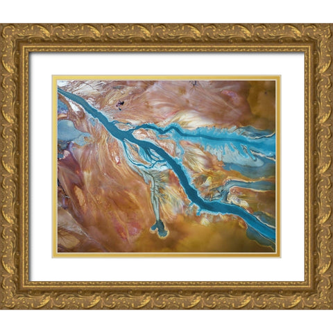Fluids Gold Ornate Wood Framed Art Print with Double Matting by Popan, Adrian