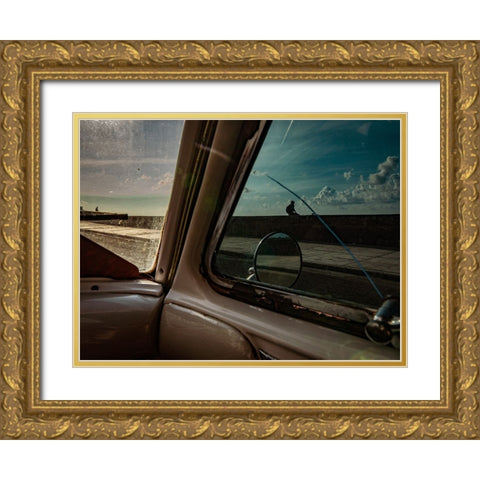 Through The Window Gold Ornate Wood Framed Art Print with Double Matting by Bauer, Andreas