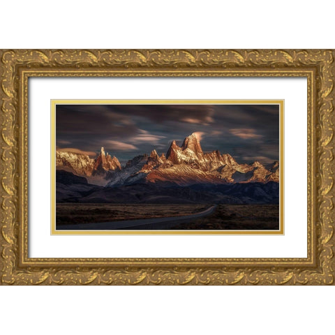 Patagonia Sky In Motion Gold Ornate Wood Framed Art Print with Double Matting by Svoboda Mqep, Peter