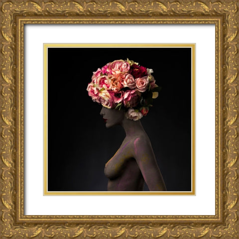 Roots A Flowers Gold Ornate Wood Framed Art Print with Double Matting by Sanchez, Alfredo