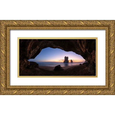Gibson Step Gold Ornate Wood Framed Art Print with Double Matting by Zhu, Jingshu