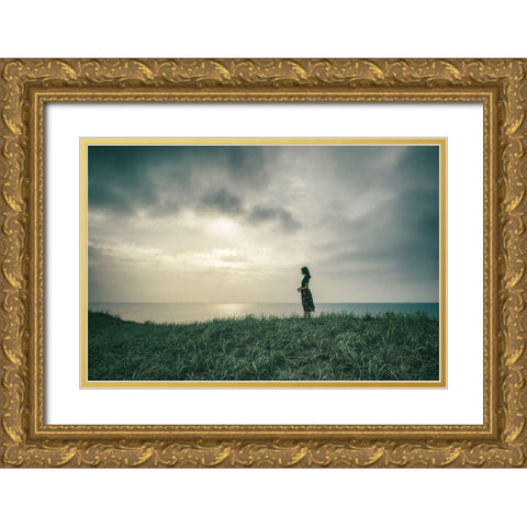 Haruka Gold Ornate Wood Framed Art Print with Double Matting by Ishijima, Nobu