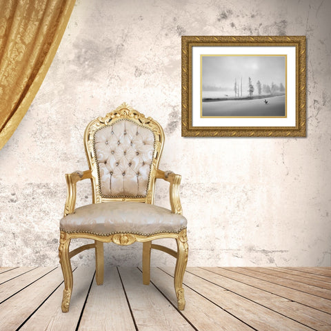 Morning Walk Gold Ornate Wood Framed Art Print with Double Matting by Dou, Shenshen