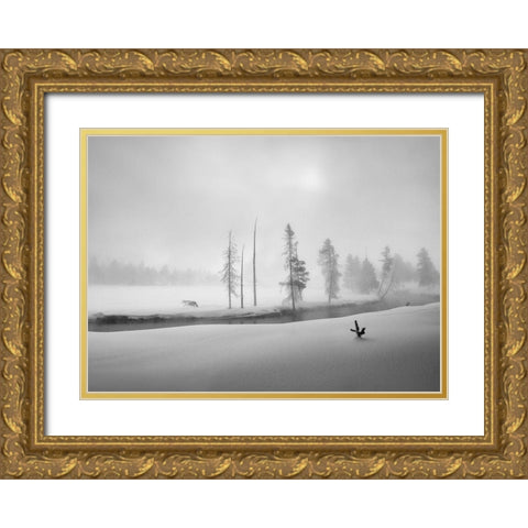 Morning Walk Gold Ornate Wood Framed Art Print with Double Matting by Dou, Shenshen