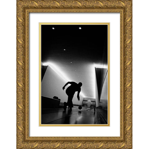 Playing At Skittles Gold Ornate Wood Framed Art Print with Double Matting by Ratzer, Klaus