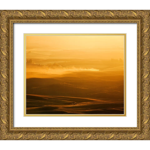 Field Of Streams Gold Ornate Wood Framed Art Print with Double Matting by Fan, John