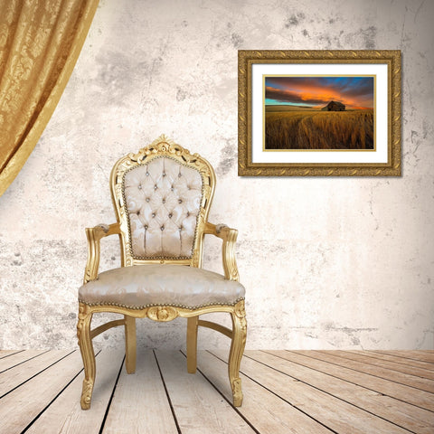 Storm Over Palouse Gold Ornate Wood Framed Art Print with Double Matting by Fan, John