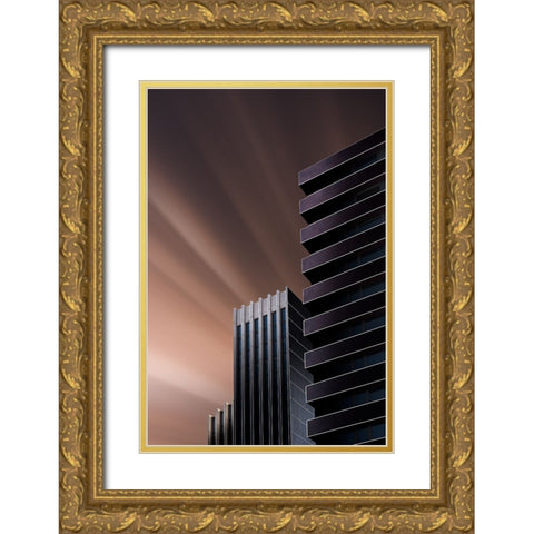 Lines In The Sky Gold Ornate Wood Framed Art Print with Double Matting by Lopez Ruiz, Juan
