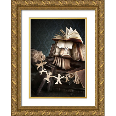 Family Stories Gold Ornate Wood Framed Art Print with Double Matting by Kiciak, Christophe