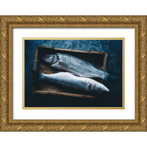 Two Fishes Gold Ornate Wood Framed Art Print with Double Matting by Karina, Aleksandrova