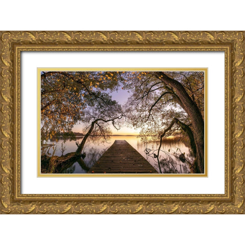 Autumn Gold Ornate Wood Framed Art Print with Double Matting by Keller