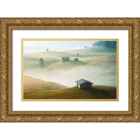 Seiseralm Gold Ornate Wood Framed Art Print with Double Matting by Muqa, Burim