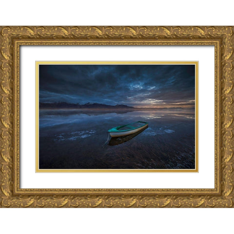 Fishermans Early Winter Gold Ornate Wood Framed Art Print with Double Matting by Svoboda Mqep, Peter