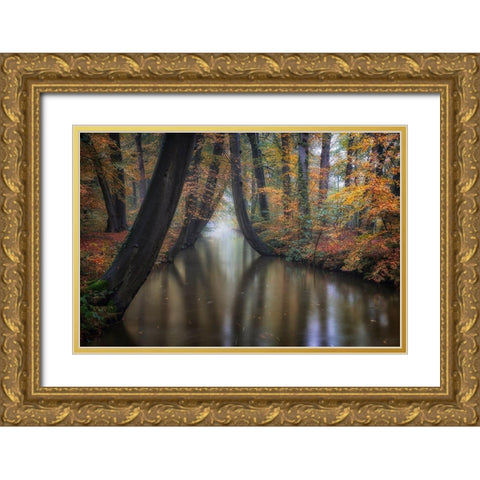 Enchanted Autumn Gold Ornate Wood Framed Art Print with Double Matting by Carozzi, Fiorenzo
