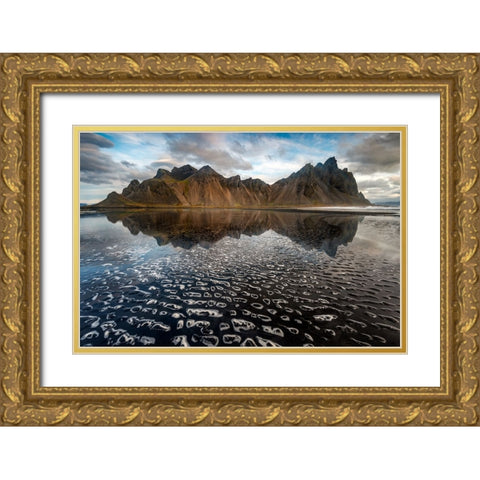 Foam Pebbles Gold Ornate Wood Framed Art Print with Double Matting by Gelfand, Simon