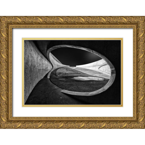 Throught The Hole Gold Ornate Wood Framed Art Print with Double Matting by Van De, Jeroen