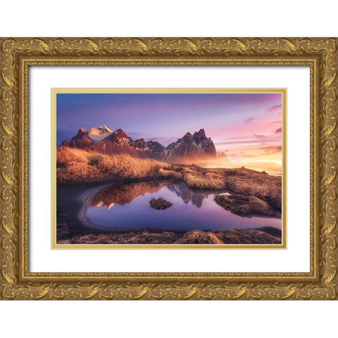 Good Morning Stokkness Gold Ornate Wood Framed Art Print with Double Matting by Roadtothemoon