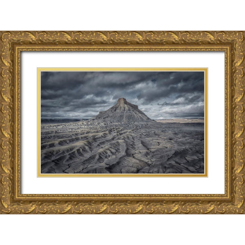 Factory Butte Gold Ornate Wood Framed Art Print with Double Matting by Zheng, Michael