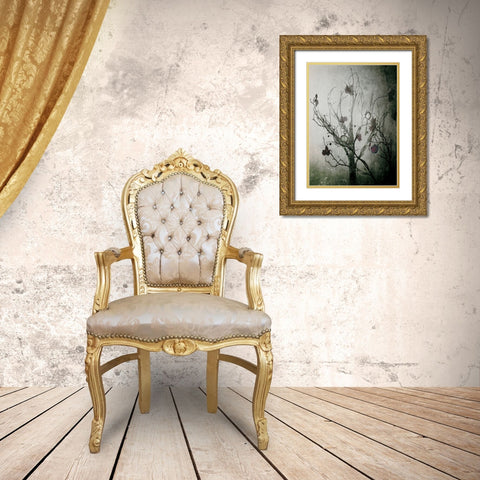 Moody Christmas Gold Ornate Wood Framed Art Print with Double Matting by Devos, Delphine