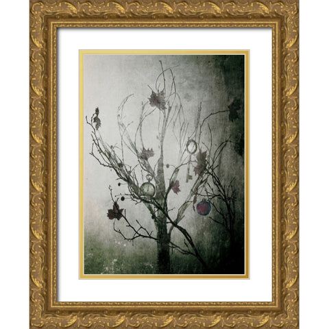 Moody Christmas Gold Ornate Wood Framed Art Print with Double Matting by Devos, Delphine