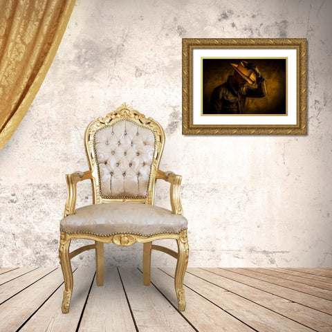 Midnight Cowboy Gold Ornate Wood Framed Art Print with Double Matting by gNo