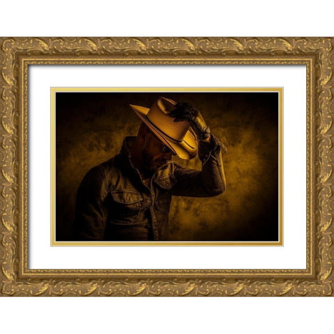 Midnight Cowboy Gold Ornate Wood Framed Art Print with Double Matting by gNo
