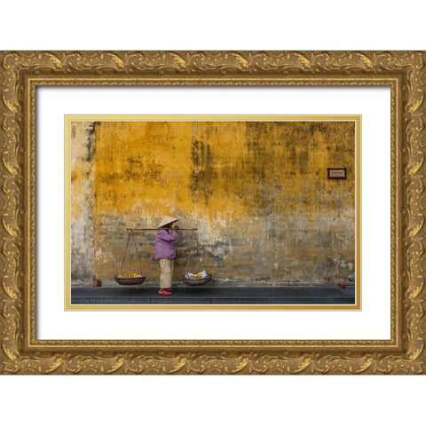 Fruit Seller In Hoi An Gold Ornate Wood Framed Art Print with Double Matting by Riska, Atle