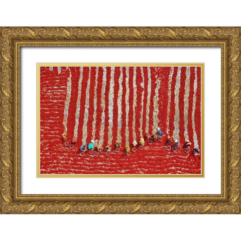 Drying Red Chilies Gold Ornate Wood Framed Art Print with Double Matting by Khan Ronnie, Azim
