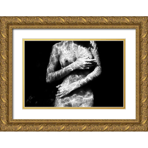Underwater Nude I Gold Ornate Wood Framed Art Print with Double Matting by Ross, Francisco