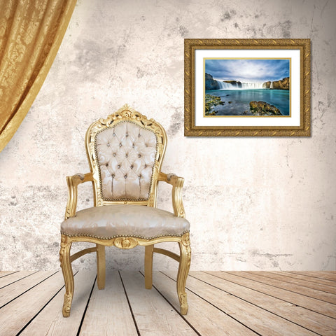 Godafoss Gold Ornate Wood Framed Art Print with Double Matting by C. Sink, Jeffrey