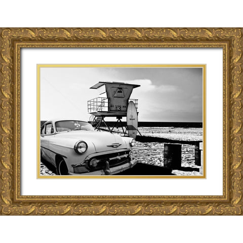 Lifeguard Station 13 Gold Ornate Wood Framed Art Print with Double Matting by Butterworth, Larry