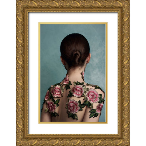 Soldato Rosso Gold Ornate Wood Framed Art Print with Double Matting by Naderi, Peyman